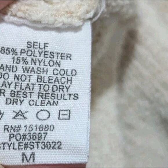 Storia Cropped Knit Ribbed Collared Sweater Cream Size Medium S - Picture 5 of 6